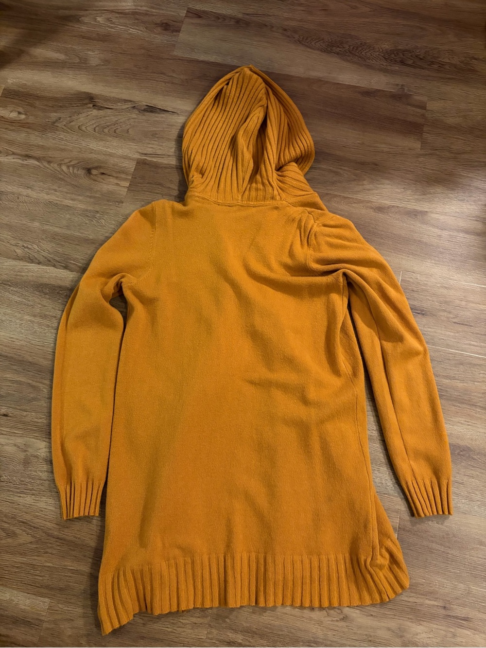 NWT CYRUS Women's Mustard Yellow Hooded Cardigan Sweater Pockets - M - Picture 2 of 4